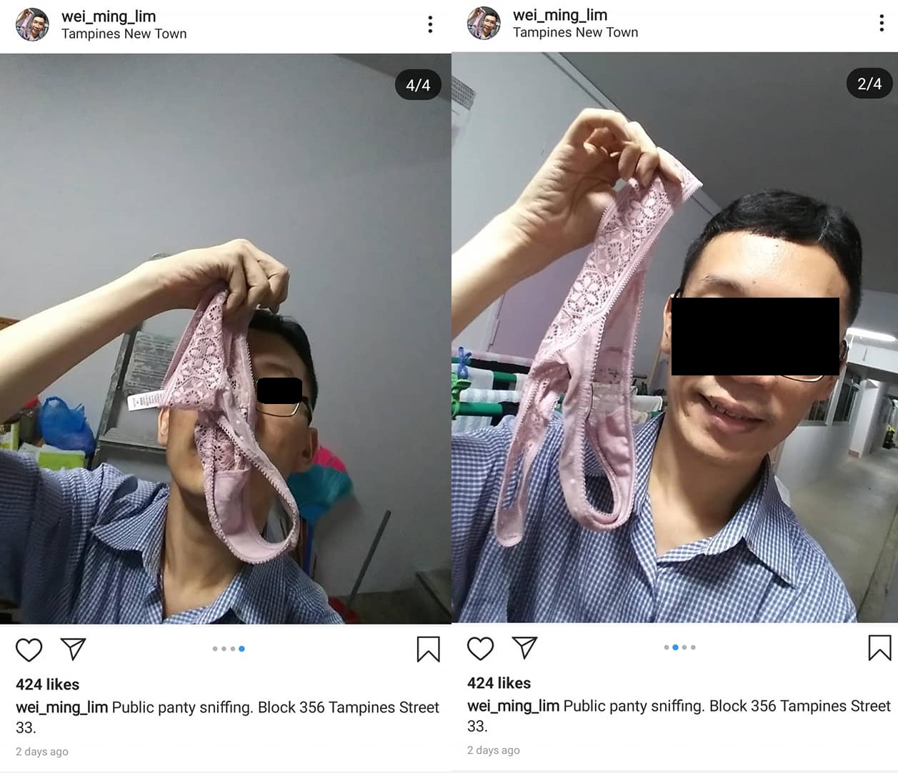 Siao Lang In Singapore Going Around Sniffing Panties And Stuff And Putting  It On Instagram - 100% Honest News